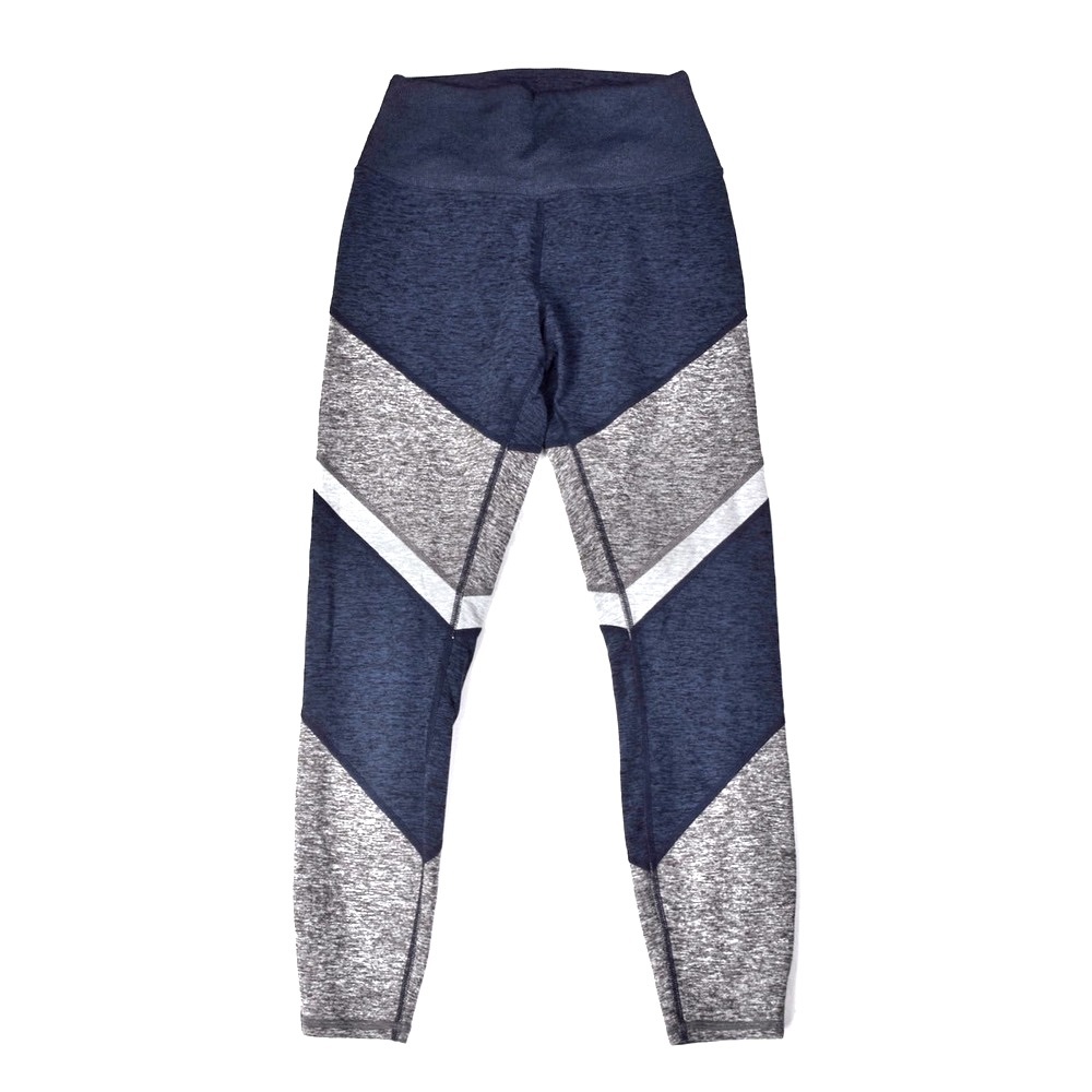 ALO Yoga Navy Blue and Heather Gray Colorblock Leggings